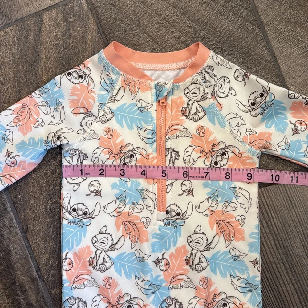Disney Stitch Baby Rash Guard Swimsuit UPF 50+ 12M Tropical One Piece NWOT
